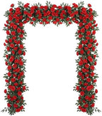 Suncalla 8 Pack 6.56ft Artificial Rose Flower Garland Silk Flocked Red Rose Garland Faux Eucalyptus Peony Flower Vine for Wedding Party Table Centerpiece Arch Background Decor(Eucalyptus) by Unknown