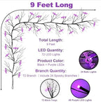 9 FT 72 LED Halloween Willow Vine Twig Decor Garland With Bats Purple Lights - Timer & 8 Modes - Battery Operated Lights for Indoor Decorations, Home, Mantle, Fireplace - Image 6