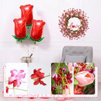 LLZLL Valentines Day Wreath Decor, 22inch Artificial Pink Wreath with Tulip Berry Green Leaf Element, Valentines Wreaths for Front Door Wedding Anniversary Party Candlelight Dinner Decorations - Image 4
