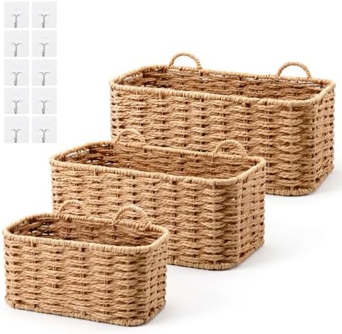 3 Pcs Wall Hanging Baskets, Wicker Baskets for Wall by Unknown