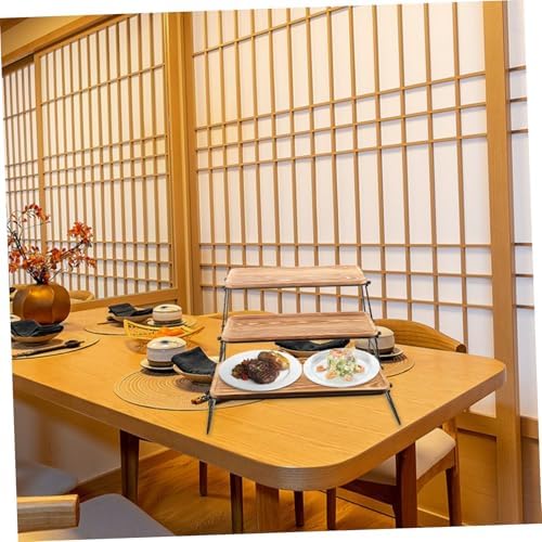 Wood Serving Tray Set, Tiered Structure, Coffee Color, Easy Assembly - Image 7