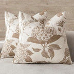 Foindtower Set of 2 Linen Floral Throw Pillow Covers Vintage Accent Print Decorative Cushion Covers Farmhouse Boho Home Decor for Sofa Chair Couch Bedroom Living Room,20×20 Inch,Light Brown by Foindtower