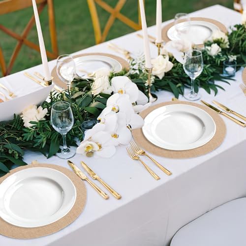 100 Pieces 11.8 Inch Burlap Round Placemats,Reusable Rustic Jute Table Mat - Image 2