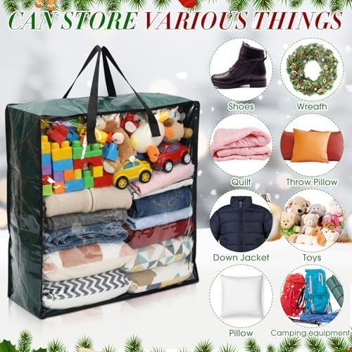 6 Pcs Christmas Wreath Storage Container 26 x 26 x 8.7 Inch Bags, Green - Image 5