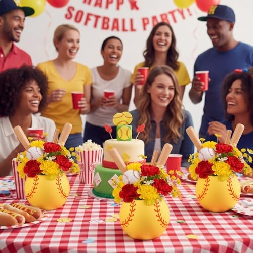LemonRoad 4 Pcs Softball Centerpieces for Table, 7.09 x 7.09 x 5.71 Inches - Image 5