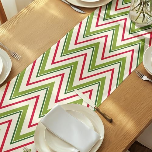 Holiday Table Runners | Chevron Design | Seasonal Table Decorations | Kitchen Dining Table Runner | Made in The USA | Stain Resistant | 14" x 72" Long - Image 6
