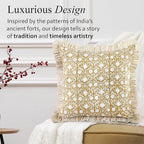 CPC Block Print Ruffle Throw Pillow Cover Mustard Regal 18"x18", Pack of 2 - Image 4