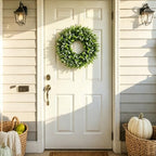 26" Eucalyptus Wreath for Front Door, Large Artificial Eucalyptus with Baby's Breath Greenery Flowers Wreath for Home, Porch, Farmhouse Wall Decor, Spring, Summer, Fall, All Seasons - Image 2