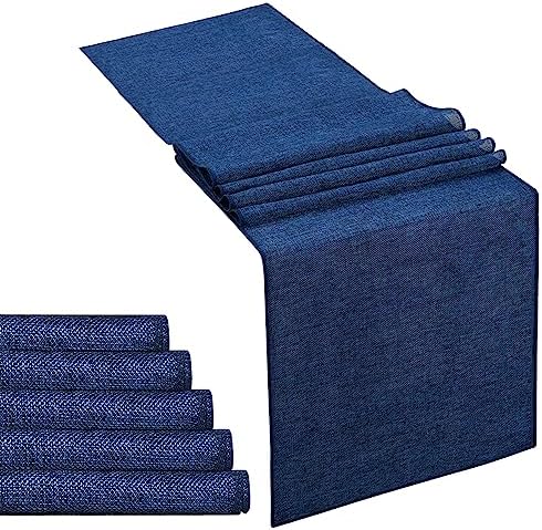 6 Pack Navy Blue Burlap Table Runner Roll Farmhouse Table Linens by LuoluoHouse