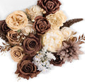 TINGE TIME Artificial Rose Flowers Combo, Mocha Brown Nude Wedding Flowers by TINGETIME