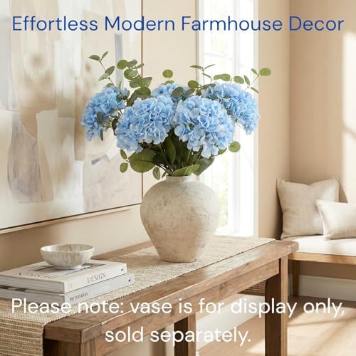 RyddeligHome Blue Hydrangea Artificial Flowers Arrangement, Blue Home Decor - Image 3