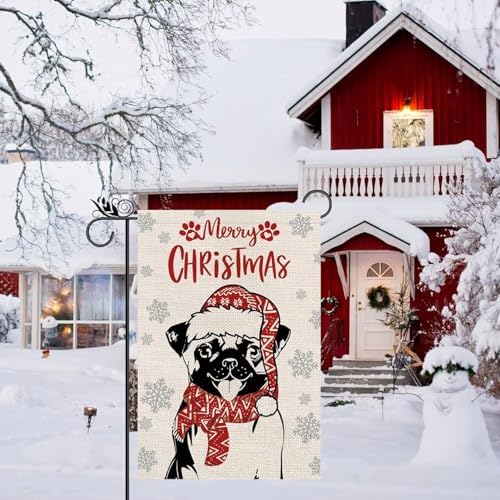Seasonal Garden Flags Pug Dog Double Sided Flags Set of 11 Holiday Farmhouse Indoor Outdoor Yard Lawn Christmas Gifts Decorations 12.5x18 Inch - Image 6