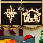 2 Pack Christmas Window Lighted Decorations,Christmas Window Silhouette Lights,Double Side Sign Lamp for Holiday Indoor Wall Door Glass Decorations,Polaris,Nativity - Image 3