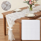 15 Pcs White Lace Table Runners, 14 x 120 Inch Vintage Embroidered Boho Tablecloth, Lace Table Runners for Wedding Bulk, Rustic Decor for Bridal Shower Party by Unknown
