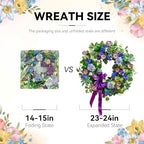 Spring Summer Wreaths for Front Door 24 Inch, Outdoor Summer Wreath with Pansy, Hydrangea & Floral Accents, Spring Wreath for Front Door Outside, Summer Wreaths Front Door for Home Decor - Image 3