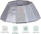 HarcoHome Dazzling Christmas Tree Collar, 26" D Foldable Crystal Christmas Tree Skirt, Handmade Xmas Tree Stand Base Cover for Christmas Tree Decoration (White, Diamond) - Image 2