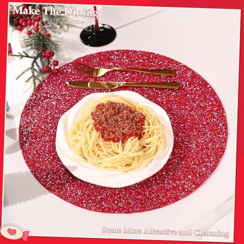 15" Red AB Rhinestone Round Placemats Set of 4 - Image 5