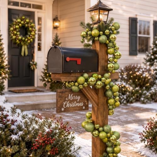 2 Pcs 6 ft Christmas Ball Ornament Garland, Light Green - Image 4