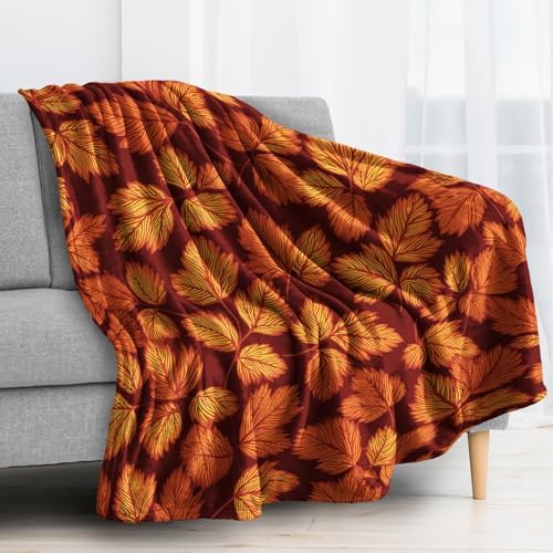 Fall Leaf Blanket, Autumn Leaves Fleece Throw Blanket King Size for Couch Bed Sofa, Seasonal Blankets and Throws, Decor & Gifts, Super Soft Plush Flannel Blanket, 108x90 - Image 2
