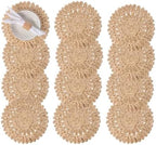 13.8" Set of 12 Round Woven Corn Husk Placemats by Laquedecraft by Laquedecraft
