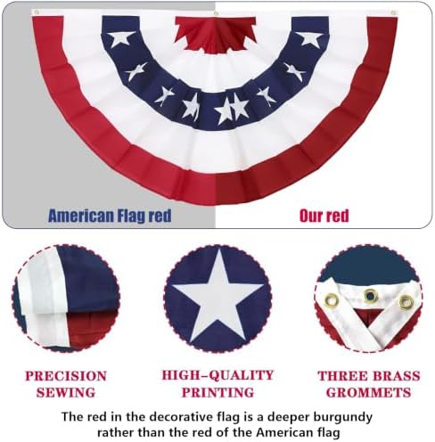 3PCS 3x6 Ft American Pleated Fan Flag, Patriotic Half Fan Bunting Flag - Image 3