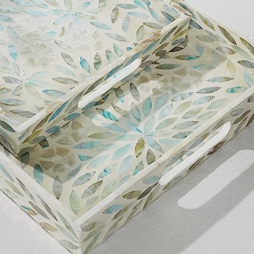 Mother of Pearl Serving Tray Set 2pcs Handmade Ottoman Decorative Trays - Image 3