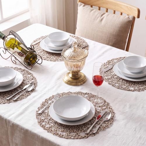 Threehoney Paper Braided Round Placemats, Set of 24, Mocha, 13 in - Image 5