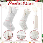 8 Pcs Neutral Christmas Stockings Set, 20'' Farmhouse Plush Faux Fur & 18'' Earth Tones Brown Cable Knitted Fireplace Xmas Stockings with Name Tags for Family Holiday Decor - Image 2