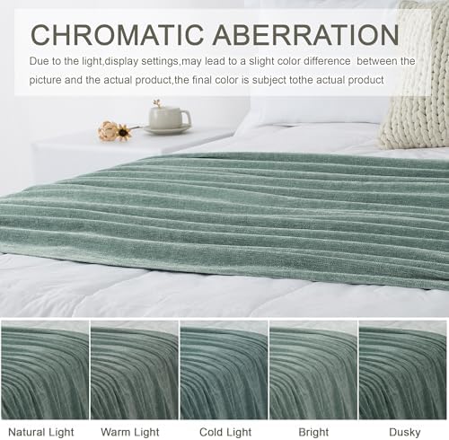 Chenille Throw Blanket for Couch 50" x 60", Sage Green - Image 2