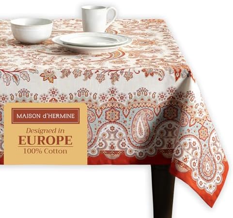 Maison d' Hermine Table Cloth Rectangle Table Reusable 100% Cotton 54"x72" by MaisondHermine