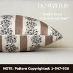 DOMVITUS Floral Throw Pillow Covers 24x24 Inch Set of 2, Block Print Decorative Pillow Covers Vintage Striped Neutral Farmhouse Boho Home Decor for Couch Sofa Bed Living Room, Brown - Image 2
