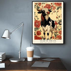 Chinese Lunar Year of the Ox Art Print – Traditional Oriental Home Decor with Red Floral Pattern Reliable Determined Strong Zodiac Wall Decor Aesthetic Family Wall Art 20X30 in Black Framed - Image 6