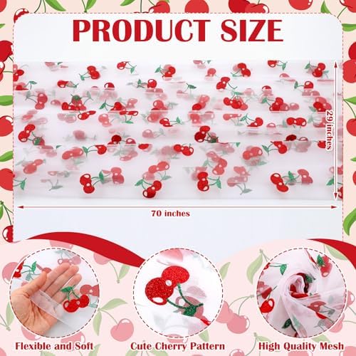 8 Pcs Cherry Table Runners 29 x 70 Inch Cherry Tulle Tablecloth - Image 2