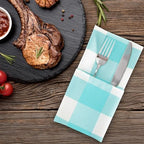 Cupuamon Buffalo Plaid Table Napkins Set of 100, 17x17 inch, Aqua and White, Polycotton Blend, Plaid Pattern - Image 6