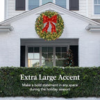Best Choice Products 36in Pre-Lit Christmas Wreath w/Berries & Pinecones, Large Artificial Indoor/Outdoor Decor for Door, Mantel w/Red Bow, Plug-in - Image 3