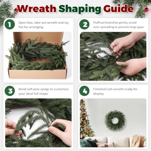 26" Christmas Norfolk Pine Wreath for Front Door (2, Wreath) - Image 6