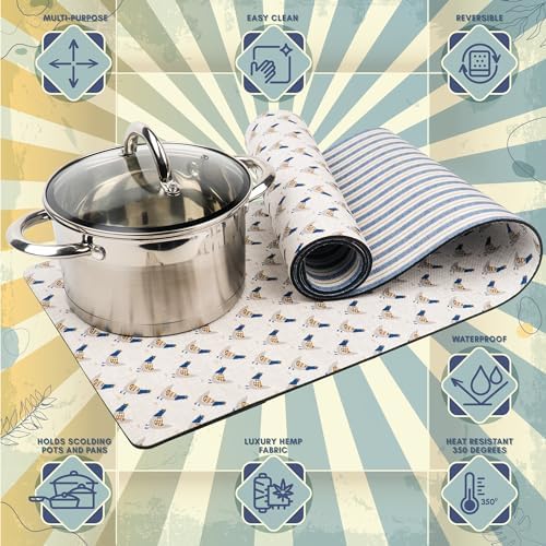 Trivet Table Runner - Heat Resistant 350F, Waterproof, Reversible for Hot Dishes, Plates & Pots (French Farmhouse, 48 inch) - Image 2