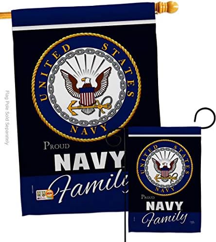 Navy Proudly Family Garden House Flag - Set Armed Forces USN Seabee United State American Military Veteran Retire Official - Decoration Banner Small Yard Gift Double-Sided Made In USA 28 X 40 by Breeze+Decor