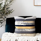 Boho Throw Pillow Cover 20x20, Black Gray Textured Decorative Pillow Cover, Handwoven Moroccan Accent Cushion Case, Wool Cotton Farmhouse Home Decor (1 Piece) - Image 3