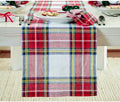 Solino Home 100% Pure Linen Table Runner White, Stewart Plaid 14 x 132 in by SolinoHome