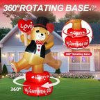 B&D 6FT Valentine Inflatables Outdoor Decorations, Rotating Valentines Bear Inflatable Stands on The Turntable Built-in LEDs Valentines Blow Up Yard Decorations for Party Wedding Propose Garden Lawn - Image 4