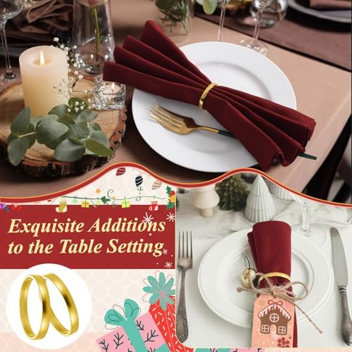 WILLBOND 100 Pcs Napkin Rings Bulk Round Metal Holders for Wedding,Gold - Image 4
