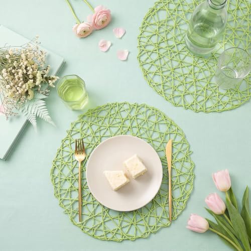 Threehoney Paper Braided Round Placemats, Set of 36, Green, 13 in - Image 5