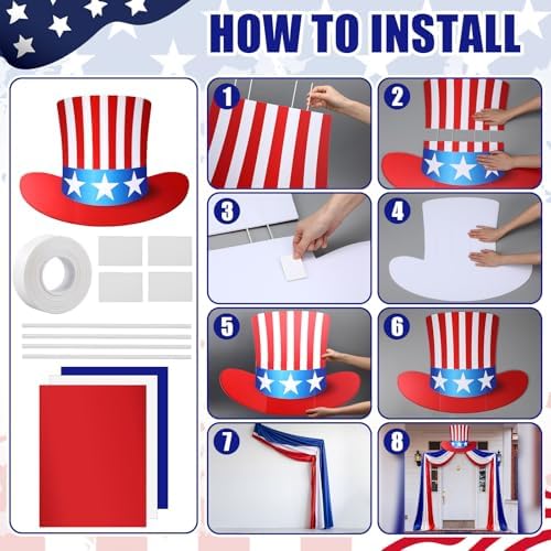 Batiyeer 4th of July Decorations Outdoor, 32.8ft Patriotic Front Door Decoration, Red White Blue Porch Decor, Satin American Flag Bunting Banner for 250th Anniversary Independence Day Memorial Day - Image 3
