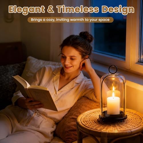 Metal Candle Holder, 5"&4" Wide Hurricane Glass Candle Holders with Handmade Glass Dome, Hanging Candle Lantern for Pillar Candles, Table Coffee Decor, Interior Decoration (Not Included Candles) - Image 2