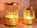 2PCS Candlestick Candle Barrels Moroccan Style Retro Lanterns Projection Lights Hollowed-Out Decorations Home Ramadan Hanging Outdoor Indoor Courtyard Porch Festival Weddings by Unknown