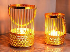 2PCS Candlestick Candle Barrels Moroccan Style Retro Lanterns Projection Lights Hollowed-Out Decorations Home Ramadan Hanging Outdoor Indoor Courtyard Porch Festival Weddings by Unknown