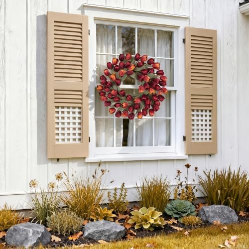 24" Tulip Fall Wreath for Front Door Real Touch Fade-Resistant - Image 5