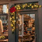 Christmas Door Decorations with LED Light, Poinsettias, Pinecones - Image 3