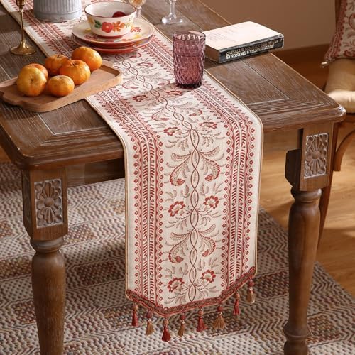 ISAENNE Designer Vintage Linen Table Runner,87"x12"-Chamonix A - Image 2